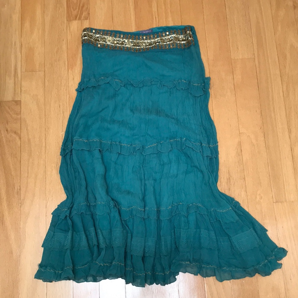 Beautiful Hale Bob boho silk skirt with bronze gold accents / beading #boho 🌈🐎🎶